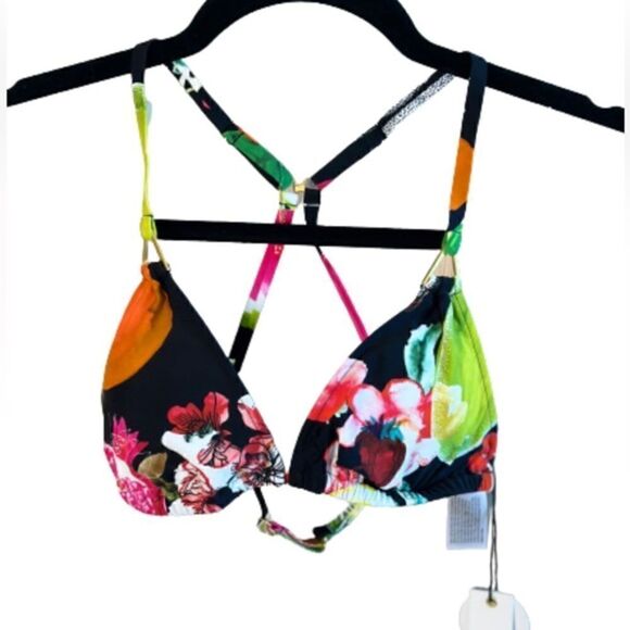 Christian Lacroix Swiminista triangle style bikini top that is fully adjustable. - Picture 3 of 7